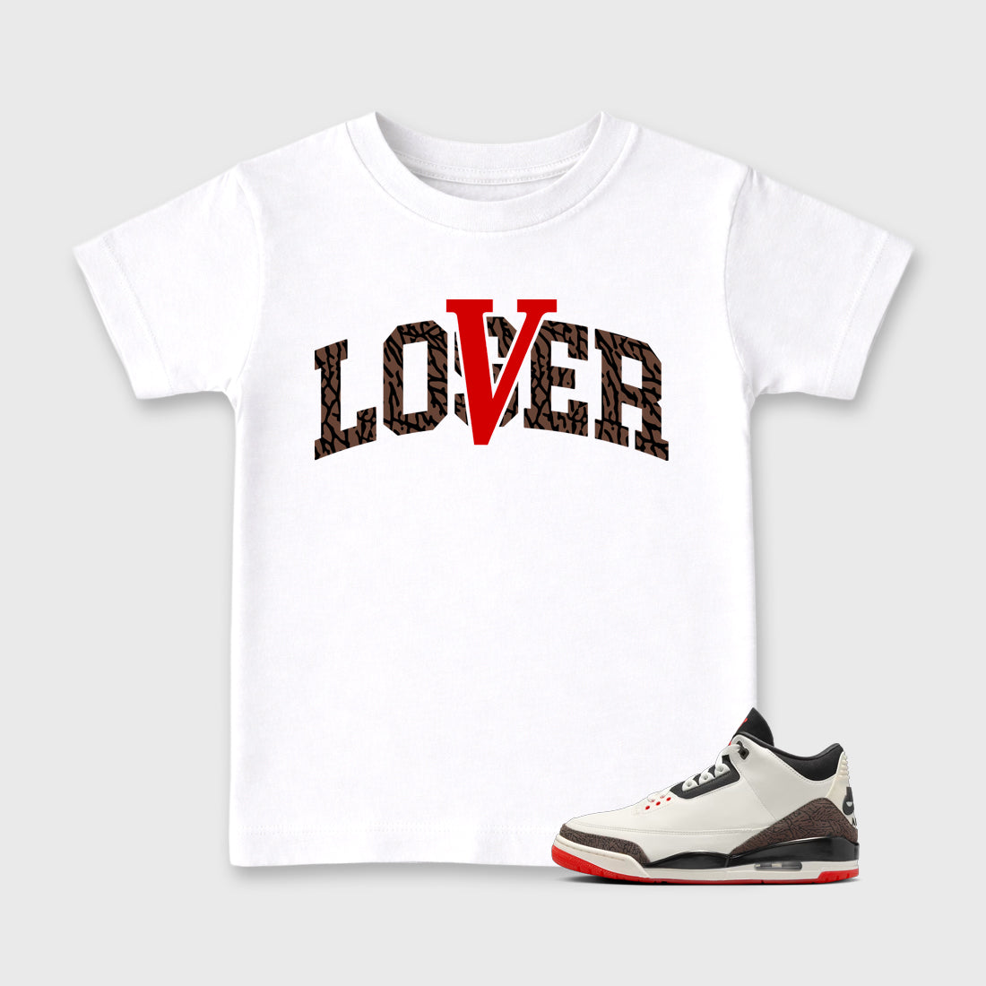Sneakerfit Streetwear outfit, Sneaker Tees To Match Air Jordan 3 World's Best Dad – Varsity Loser Lover Graphic Kids Tee White 1