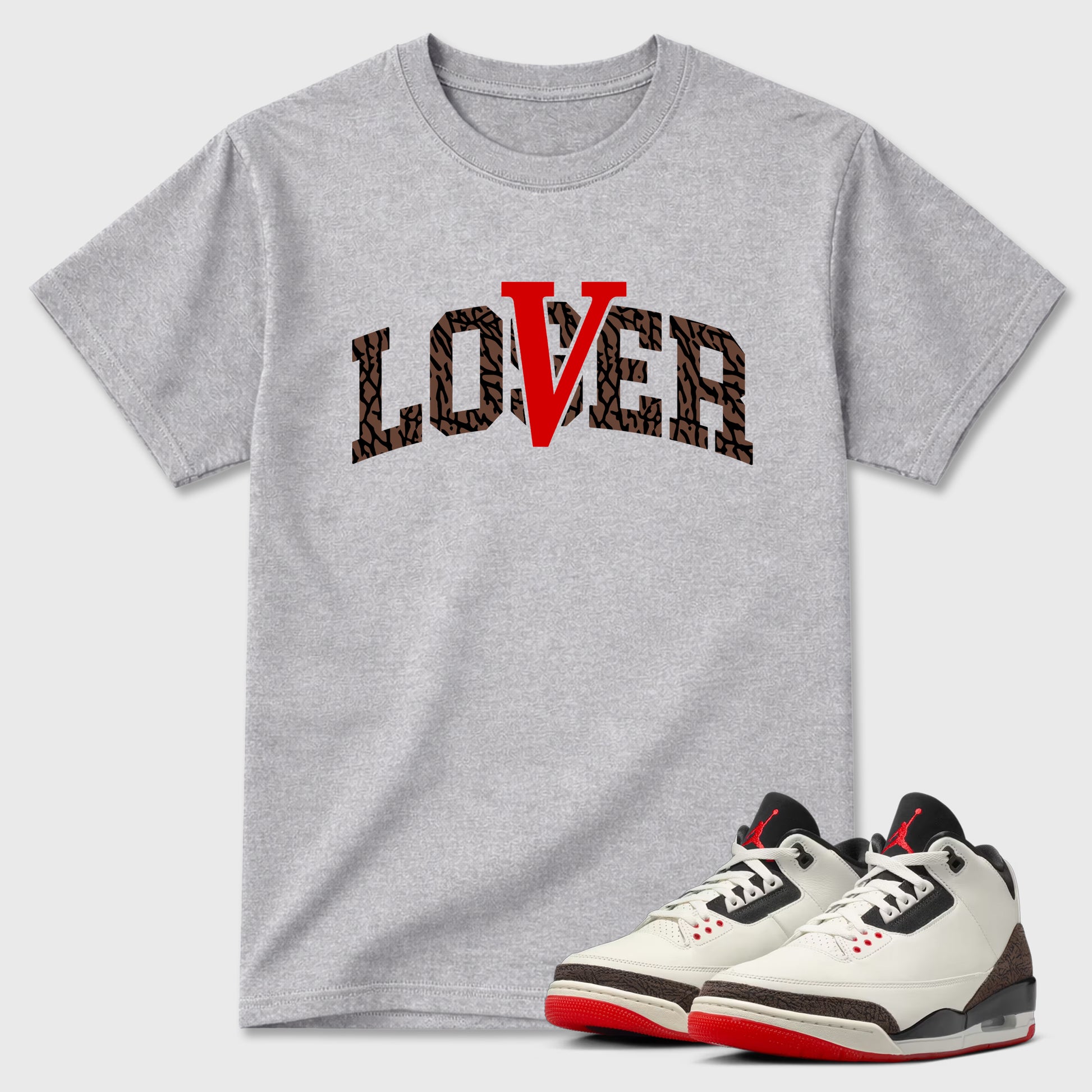 Sneakerfit Streetwear outfit, Sneaker Tees To Match Air Jordan 3 World's Best Dad – Varsity Loser Lover Graphic Tee Heather Grey 1