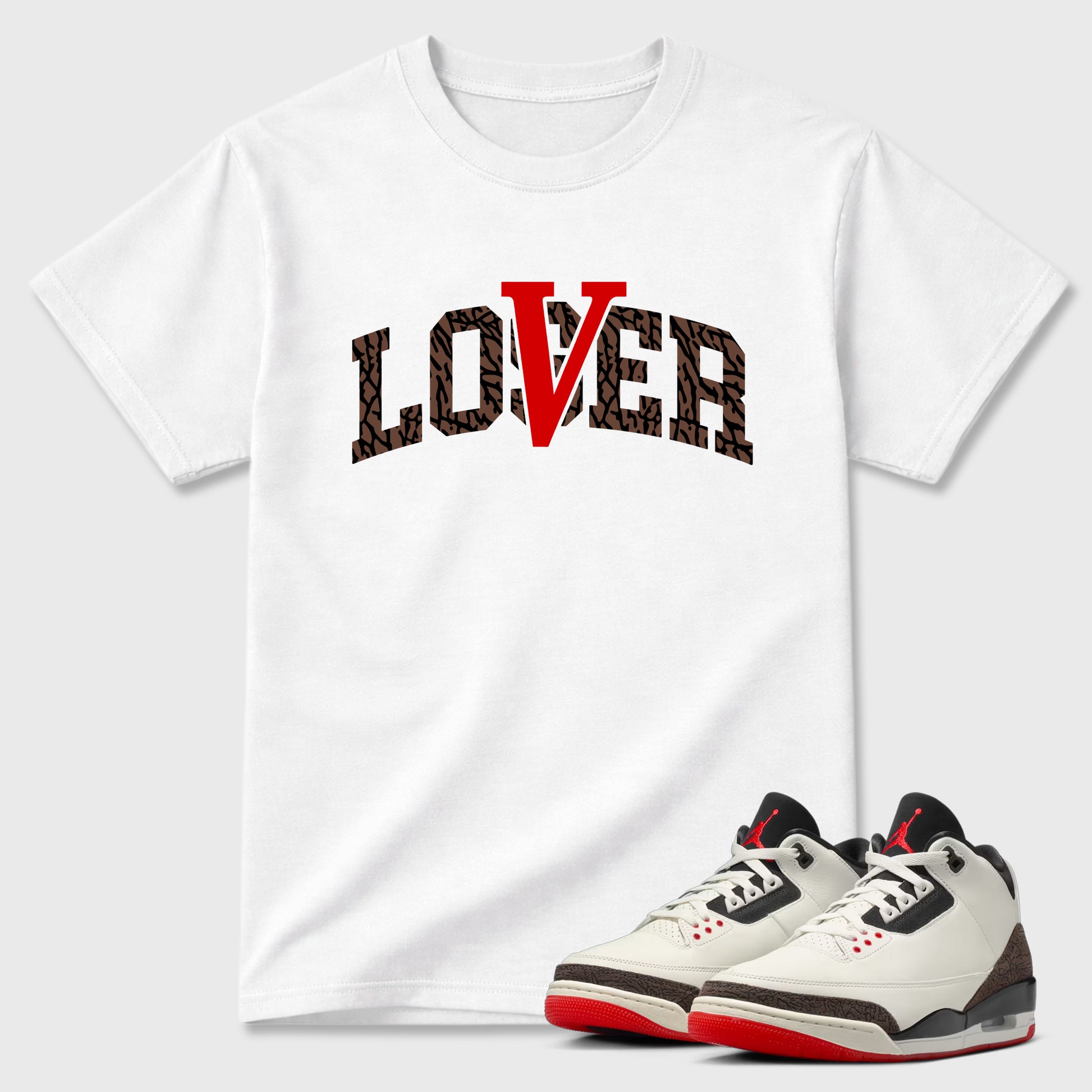 Sneakerfit Streetwear outfit, Sneaker Tees To Match Air Jordan 3 World's Best Dad – Varsity Loser Lover Graphic Tee White 1