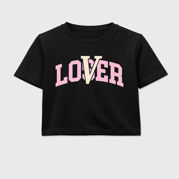 Sneaker match tees – Sneaker Tees To Match Air Jordan 4 Iced Carmine Shoes – Varsity Loser Lover Crop T-Shirt Black 2