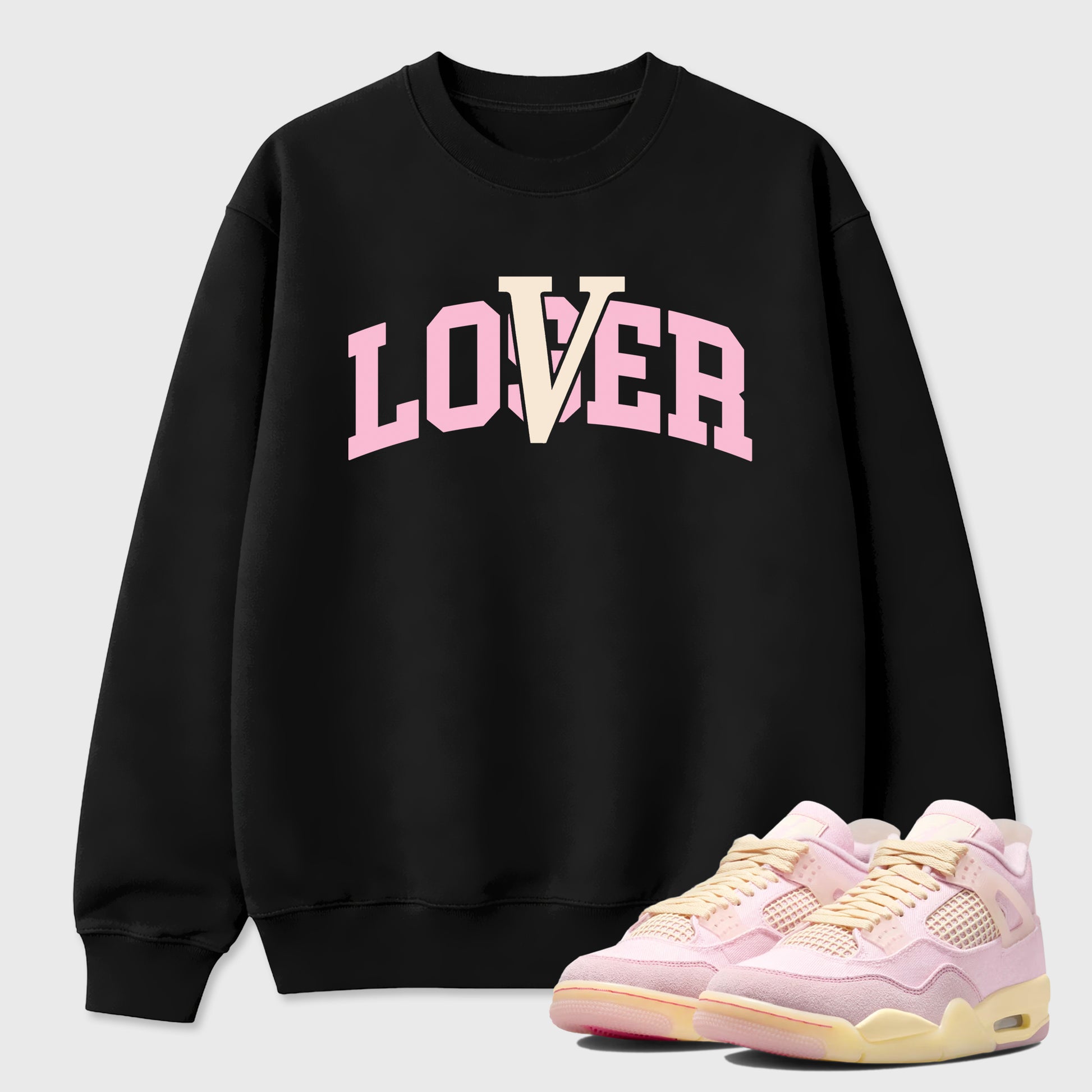Sneaker match tees – Sneaker Tees To Match Air Jordan 4 Iced Carmine Shoes – Varsity Loser Lover Tee Black 1