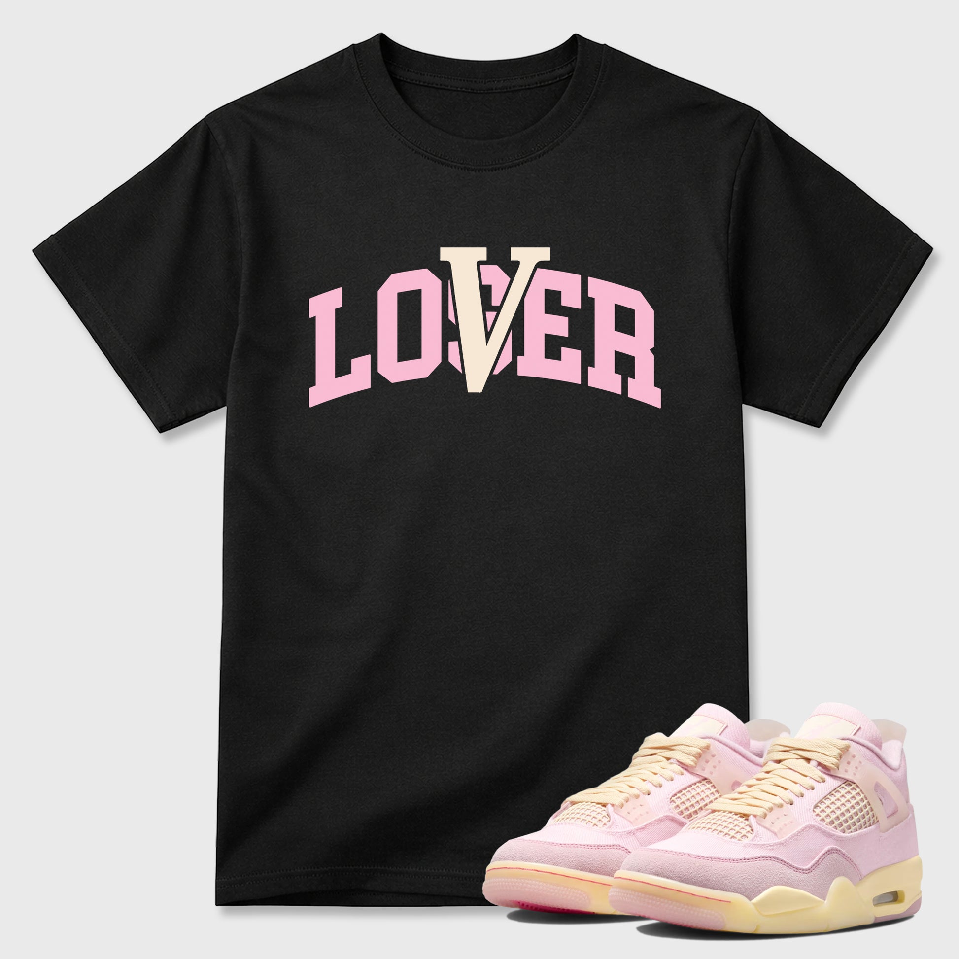 Sneaker match tees – Sneaker Tees To Match Air Jordan 4 Iced Carmine Shoes – Varsity Loser Lover Tee Black 1