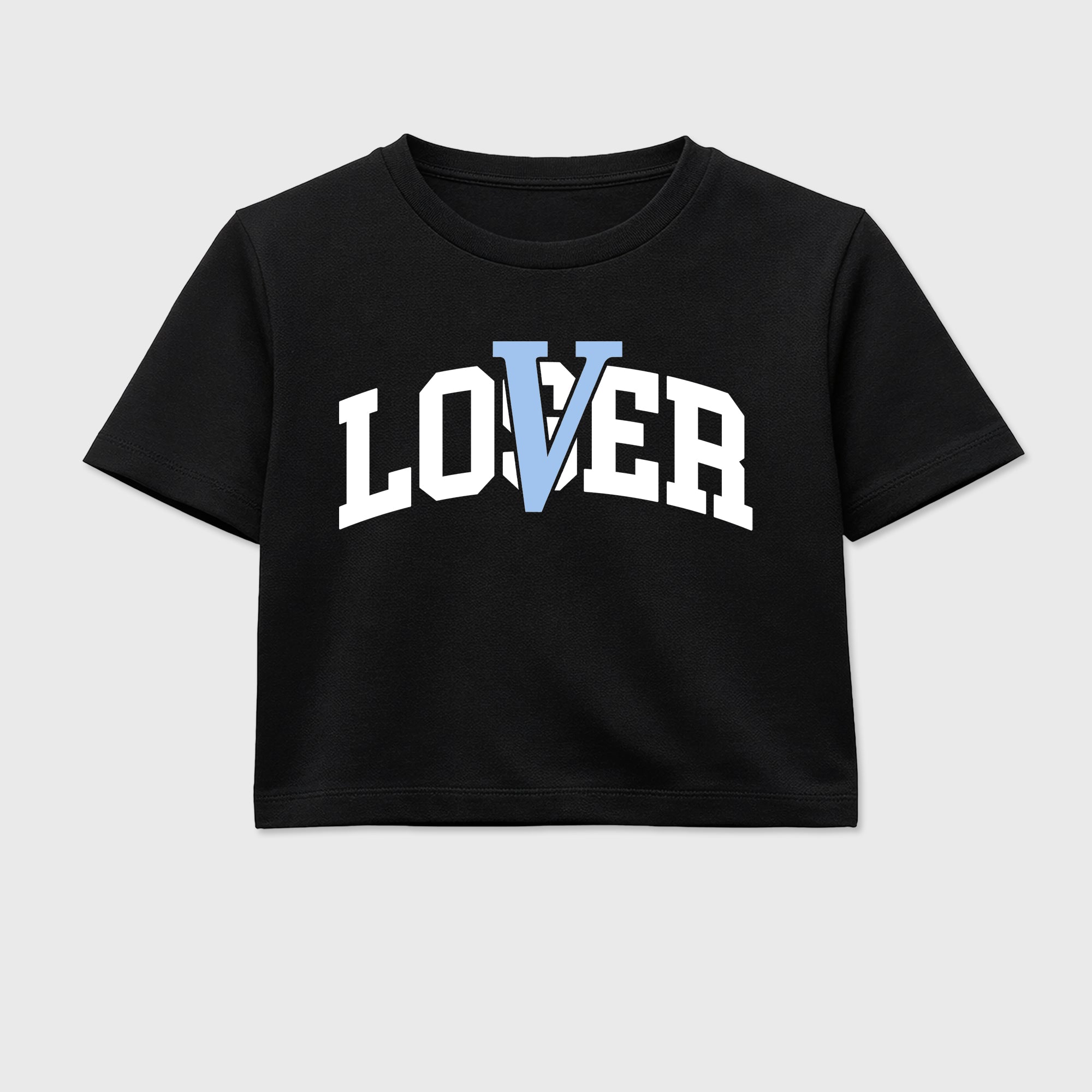 Sneaker match tees – Sneaker Tees To Match Air Jordan 5 White Metallic Shoes – Varsity Loser Lover Crop T-Shirt Black 2