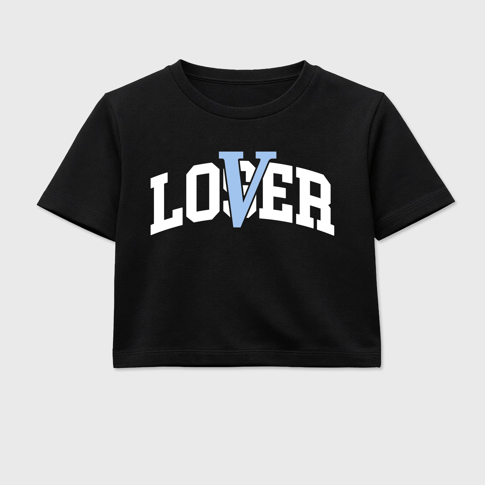 Sneaker match tees – Sneaker Tees To Match Air Jordan 5 White Metallic Shoes – Varsity Loser Lover Crop T-Shirt Black 2