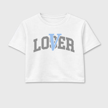 Sneaker match tees – Sneaker Tees To Match Air Jordan 5 White Metallic Shoes – Varsity Loser Lover Crop T-Shirt White 2