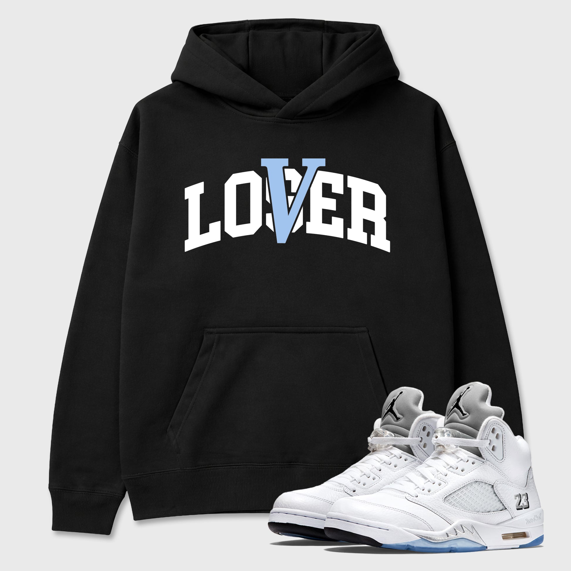 Sneaker match tees – Sneaker Tees To Match Air Jordan 5 White Metallic Shoes – Varsity Loser Lover Tee Black 1