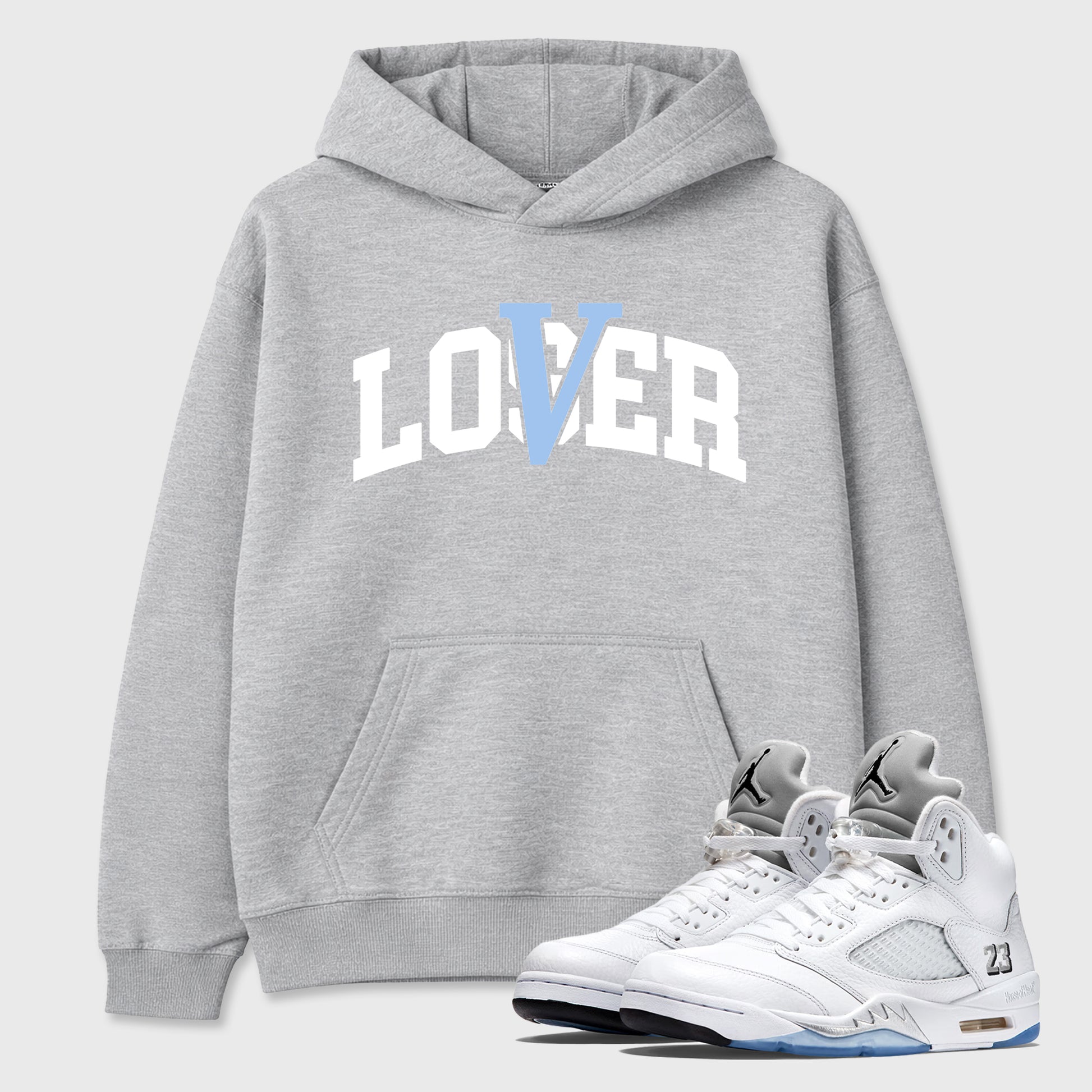 Sneaker match tees – Sneaker Tees To Match Air Jordan 5 White Metallic Shoes – Varsity Loser Lover Tee Heather Grey 1