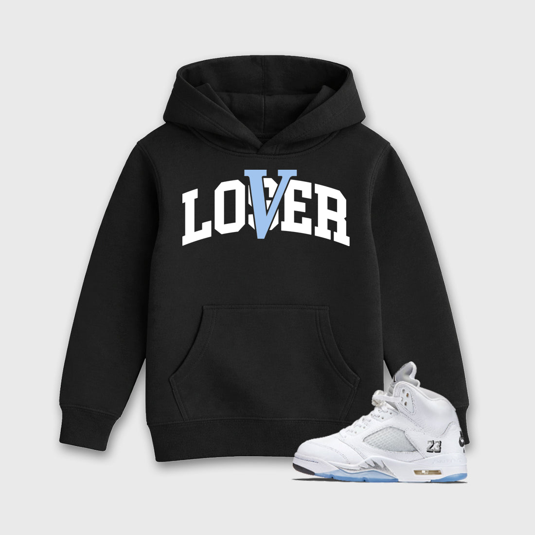Sneaker match tees – Sneaker Tees To Match Air Jordan 5 White Metallic Shoes – Varsity Loser Lover Kids T-Shirt Black 1