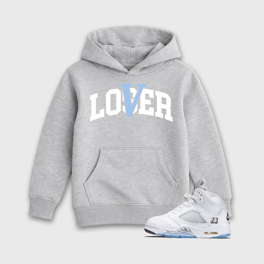 Sneaker match tees – Sneaker Tees To Match Air Jordan 5 White Metallic Shoes – Varsity Loser Lover Kids T-Shirt Heather Grey 1