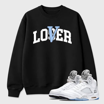 Sneaker match tees – Sneaker Tees To Match Air Jordan 5 White Metallic Shoes – Varsity Loser Lover Tee Black 1