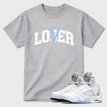Sneaker match tees – Sneaker Tees To Match Air Jordan 5 White Metallic Shoes – Varsity Loser Lover Tee Heather Grey 1
