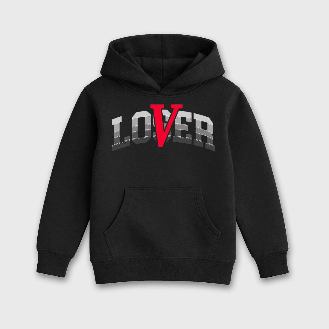 Varsity Loser Lover Baby & Kids Graphic Hoodie featuring original artwork designed to match the Air Max 95 Reverse Solar Red. Black 2 Kids Graphic Sweater.