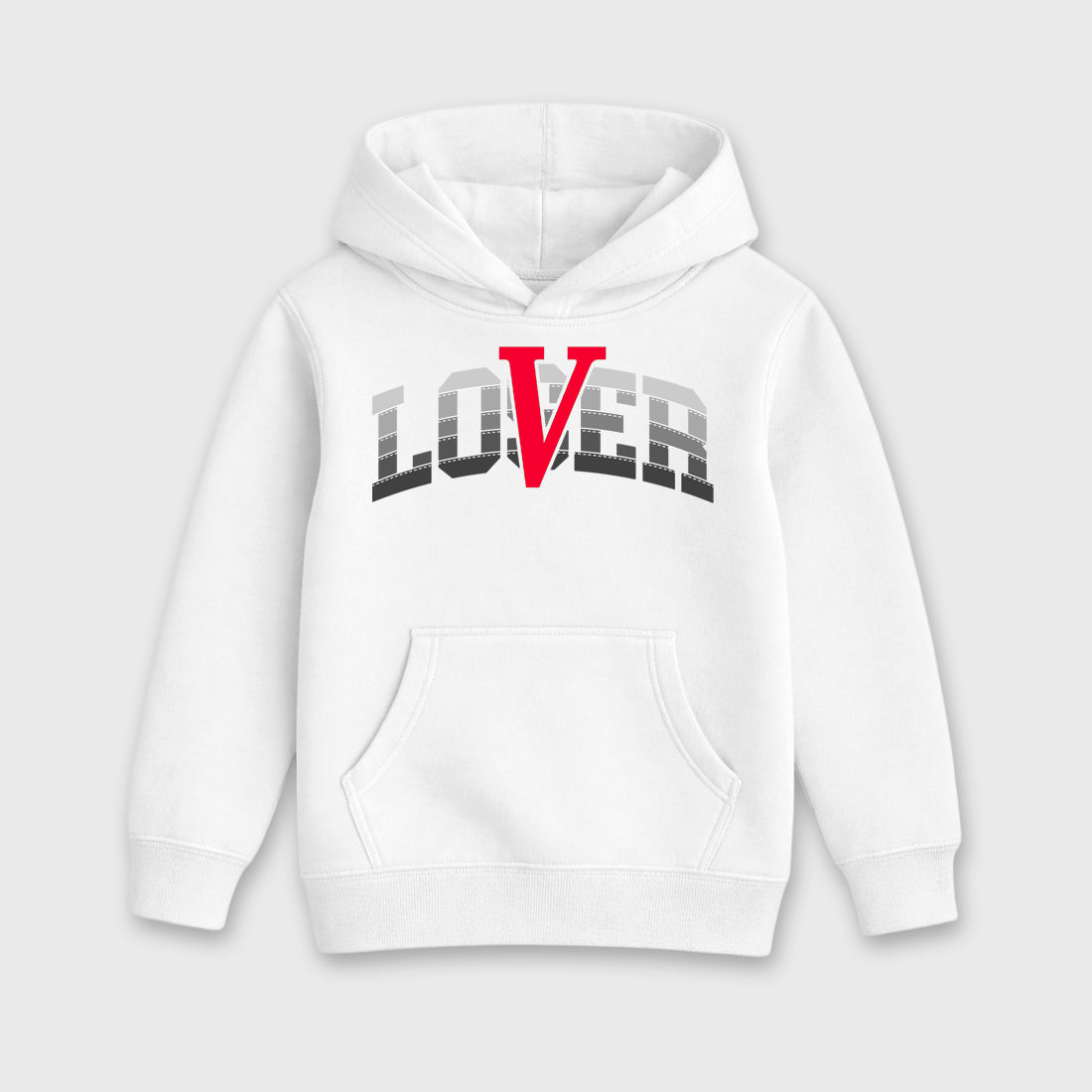 Varsity Loser Lover Baby & Kids Graphic Hoodie featuring original artwork designed to match the Air Max 95 Reverse Solar Red. White 2 Kids Graphic Sweater.