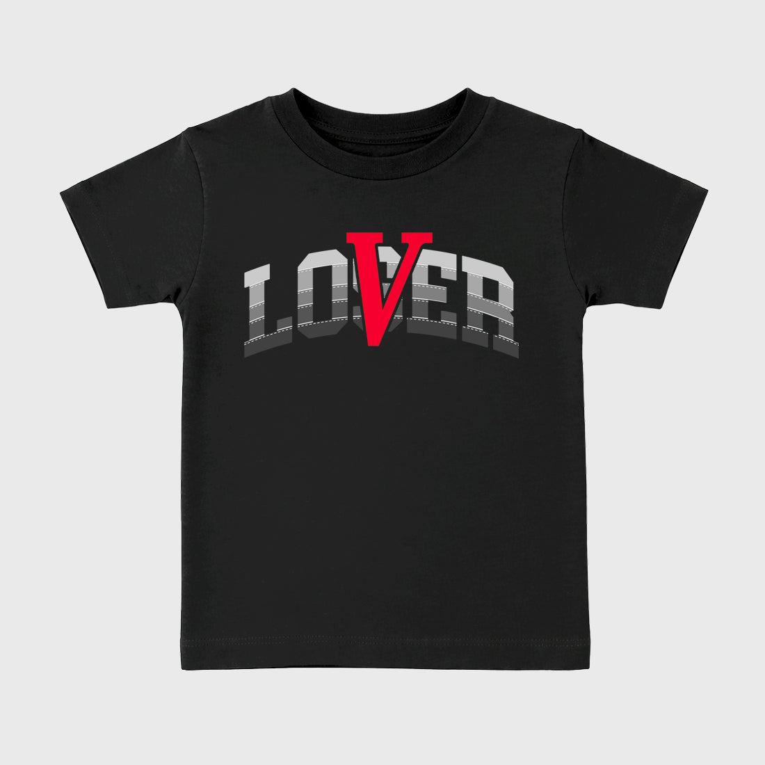 Varsity Loser Lover Baby & Kids Graphic T-Shirt featuring original artwork designed to match the Air Max 95 Reverse Solar Red. Black 2 Kids Graphic Tee.