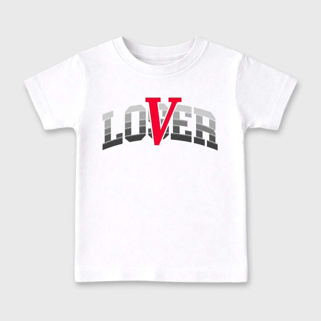 Varsity Loser Lover Baby & Kids Graphic T-Shirt featuring original artwork designed to match the Air Max 95 Reverse Solar Red. White 2 Kids Graphic Tee.