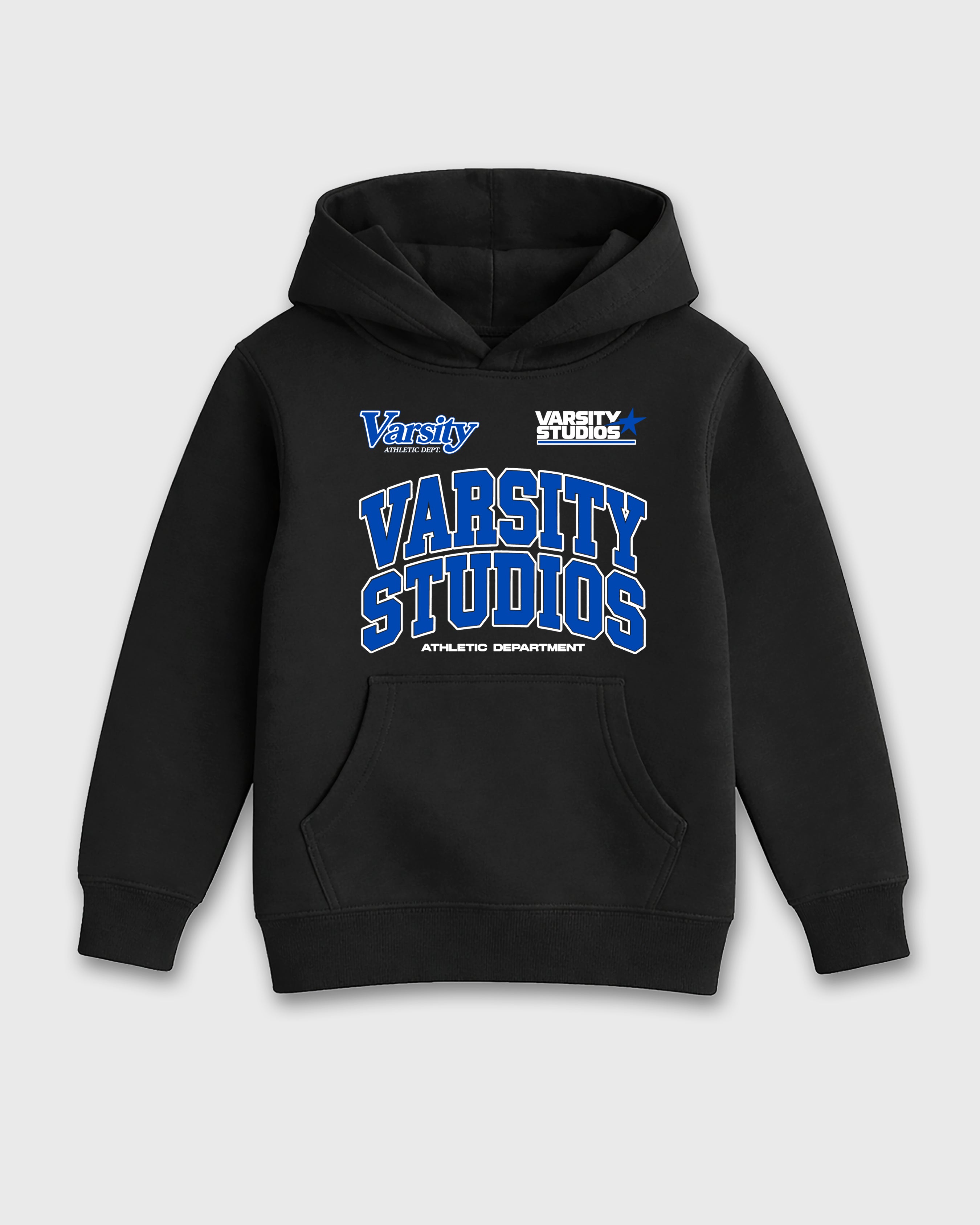 Varsity Studios Baby & Kids Graphic Hoodie featuring original artwork designed to match the Air Jordan 1 High OG 'Royal'. Black 2 Kids Graphic Sweater.