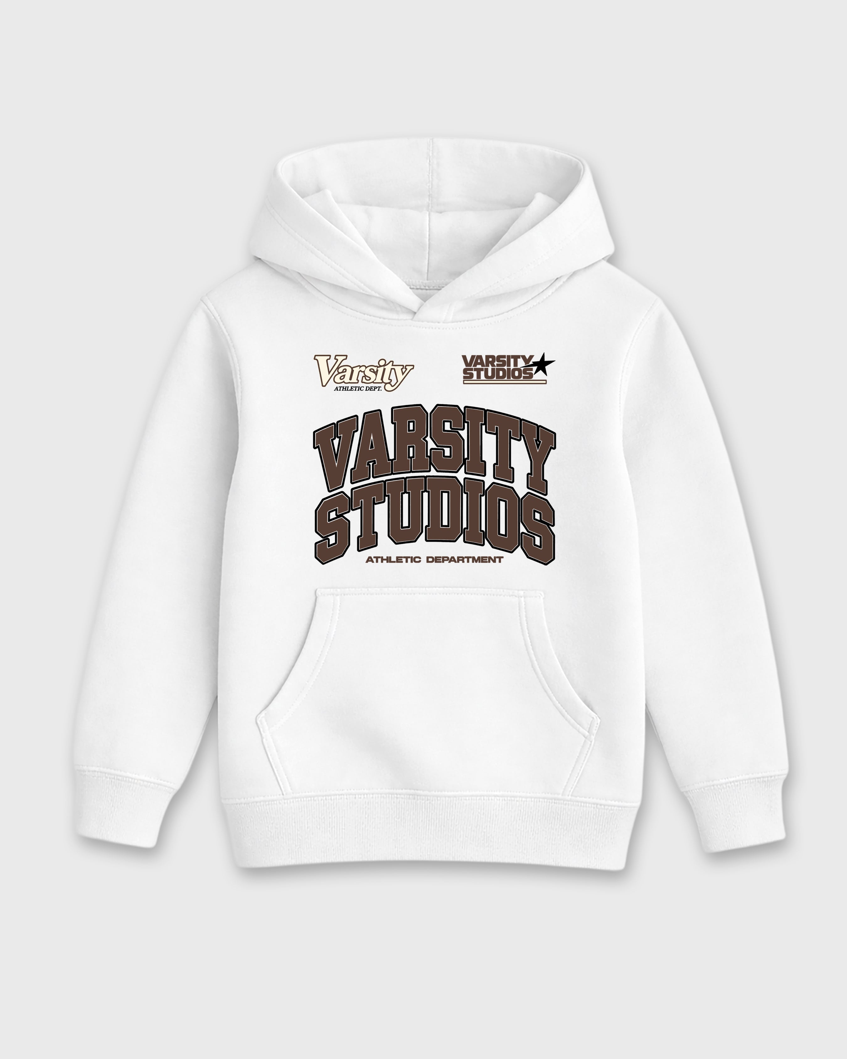 Varsity Studios Baby & Kids Graphic Hoodie featuring original artwork designed to match the Air Jordan 12 Fireside. White 2 Kids Graphic Sweater.