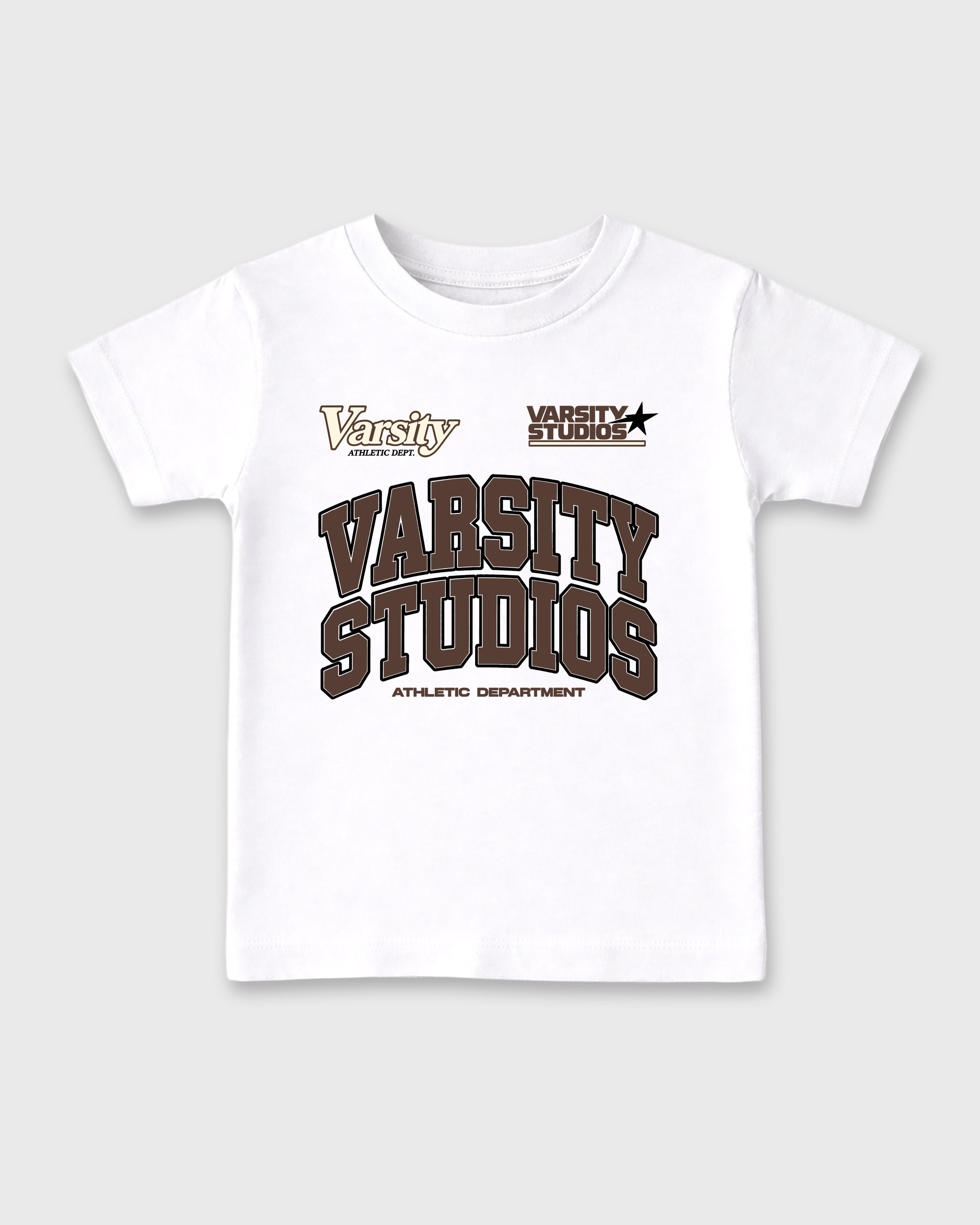 Varsity Studios Baby & Kids Graphic T-Shirt featuring original artwork designed to match the Air Jordan 12 Fireside. White 2 Kids Graphic Tee.