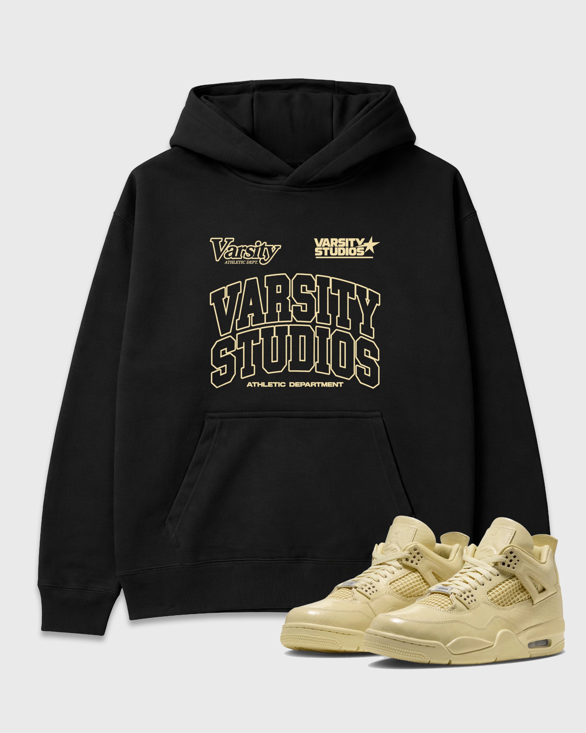 Varsity Studios Graphic T-Shirt featuring original streetwear artwork designed to match the Air Jordan 4 X J Balvin 'Amazonas'. Black 1 Graphic Tee.
