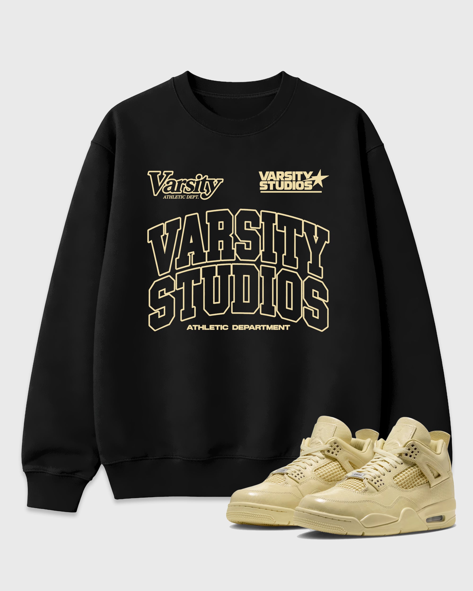 Varsity Studios Graphic T-Shirt featuring original streetwear artwork designed to match the Air Jordan 4 X J Balvin 'Amazonas'. Black 1 Graphic Tee.