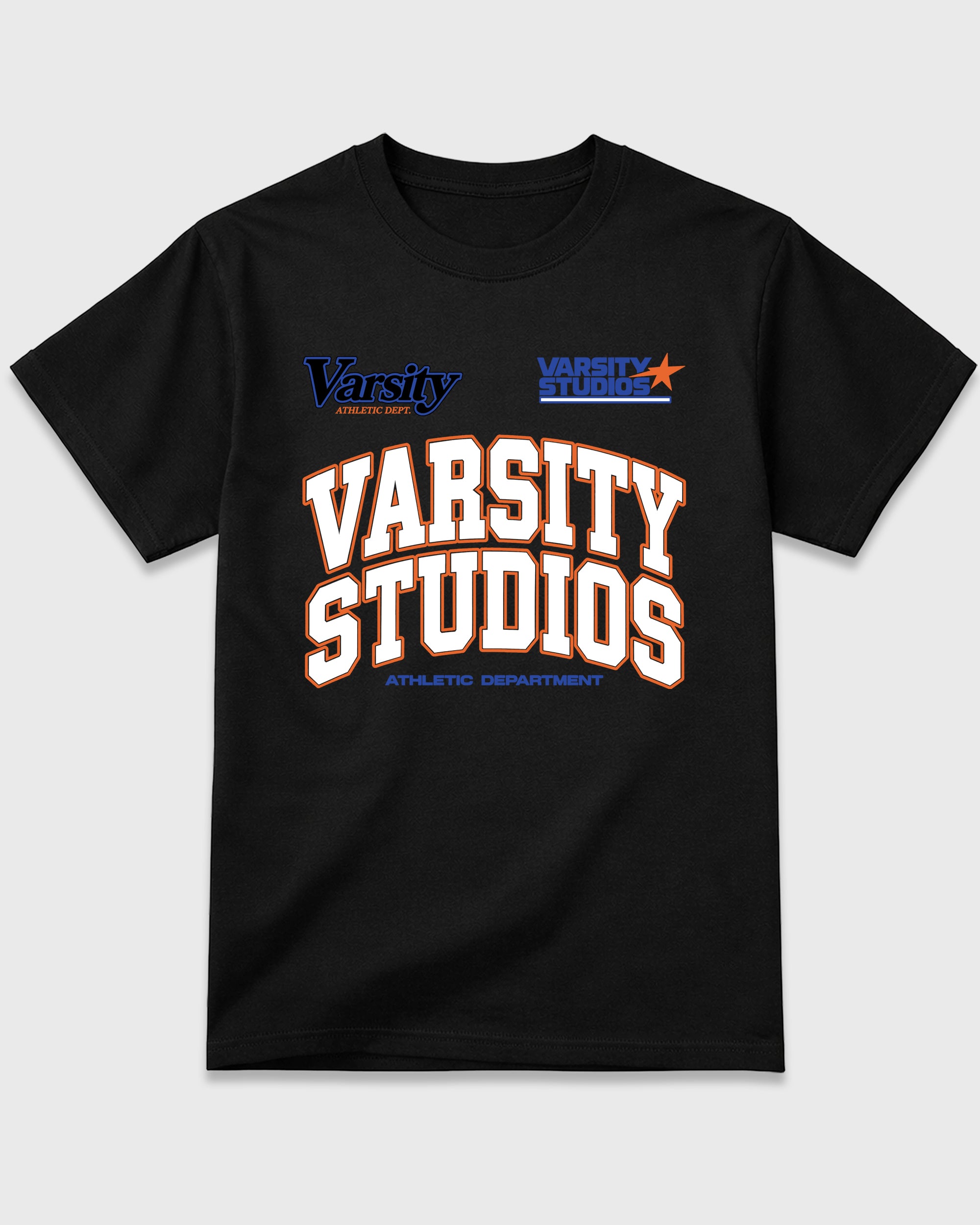 Varsity Studios Graphic T-Shirt featuring original streetwear artwork designed to match the Air Jordan 8 Knicks. Black 2 Graphic T-Shirt.