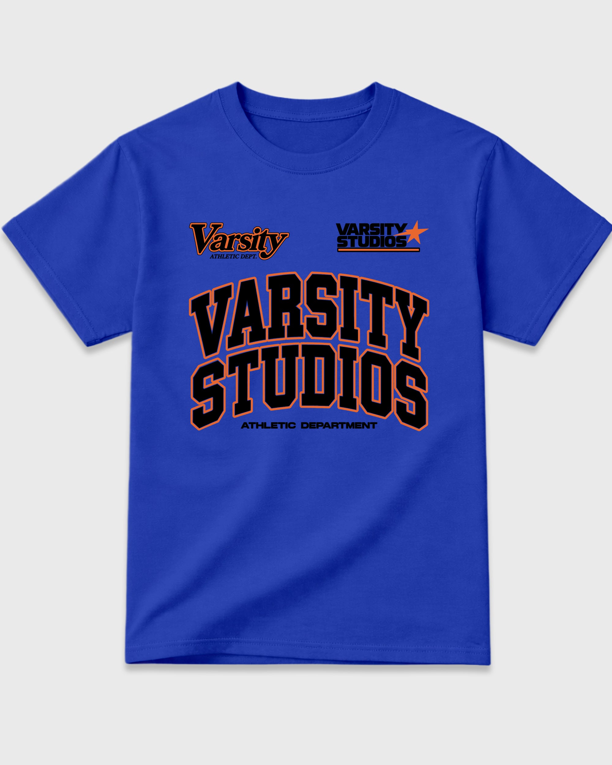 Varsity Studios Graphic T-Shirt featuring original streetwear artwork designed to match the Air Jordan 8 Knicks. Royal Blue 2 Graphic T-Shirt.