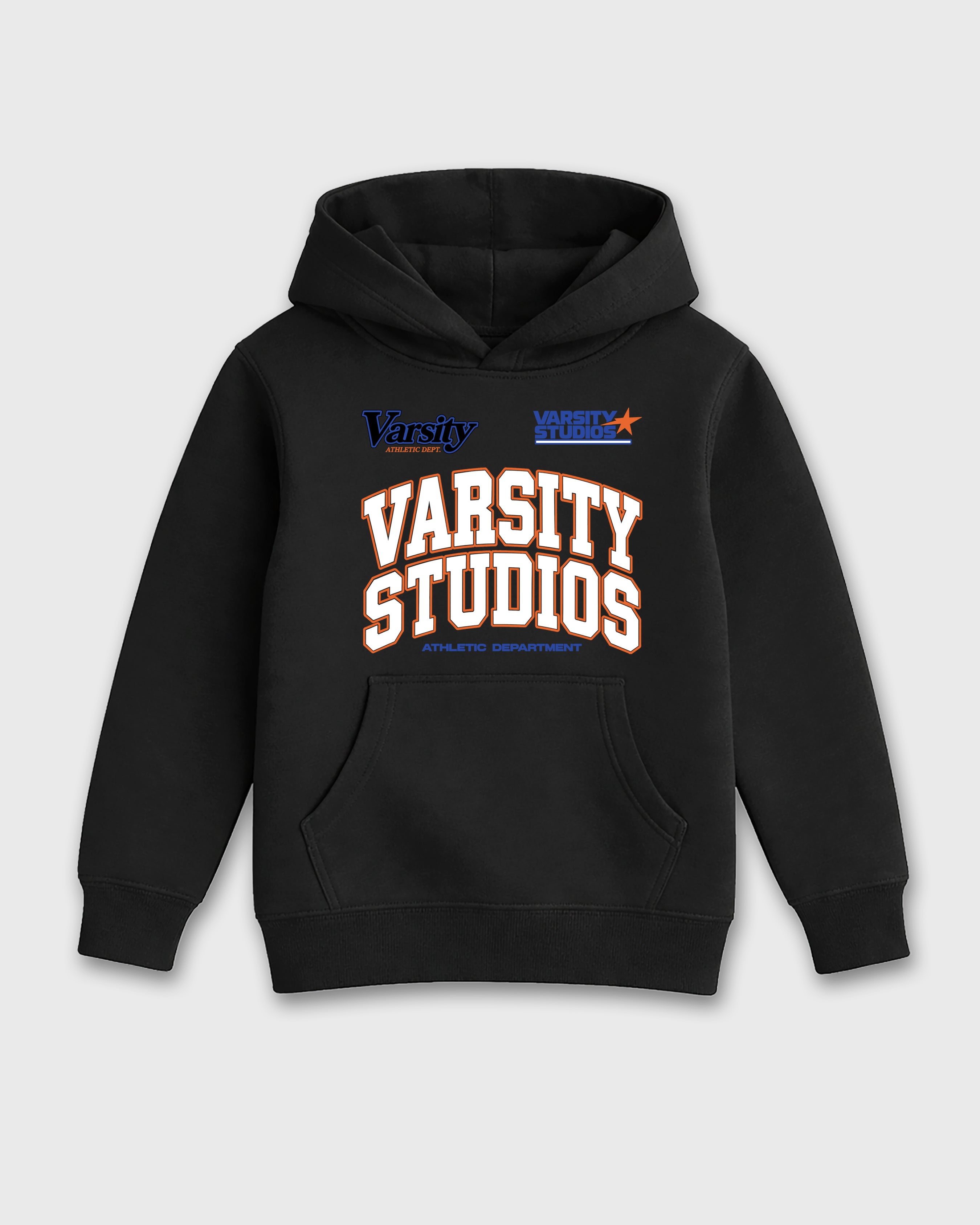Varsity Studios Baby & Kids Graphic Hoodie featuring original artwork designed to match the Air Jordan 8 Knicks. Black 2 Kids Graphic Sweater.