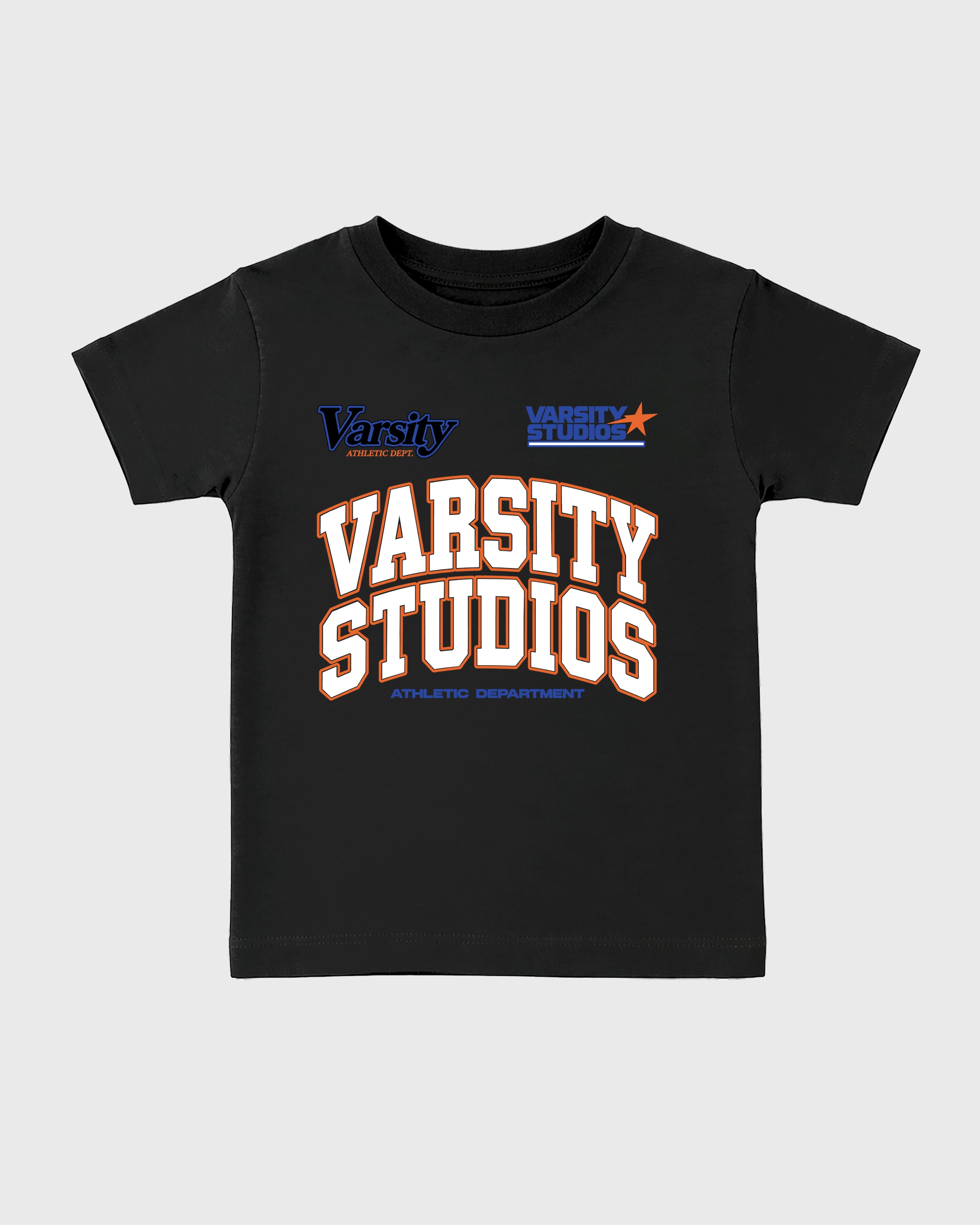 Varsity Studios Baby & Kids Graphic T-Shirt featuring original artwork designed to match the Air Jordan 8 Knicks. Black 2 Kids Graphic Tee.
