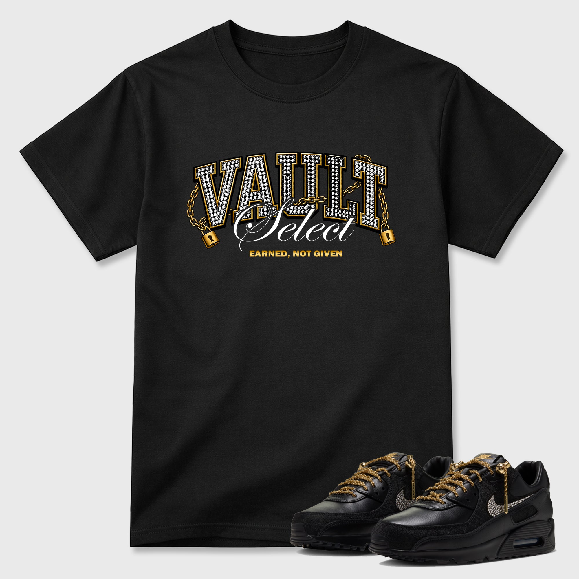 Vault Graphic T-Shirt featuring original streetwear artwork designed to match the Air Max 90 Trophies. Black 1 Graphic T-Shirt.