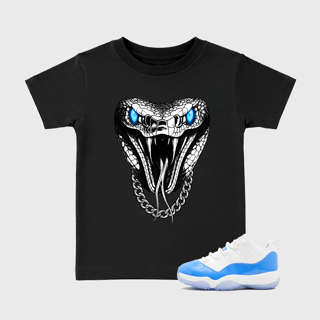 Sneaker match tees – Sneaker Tees To Match Air Jordan 11 University Blue Shoes – Venom Chain Kids T-Shirt Black 1