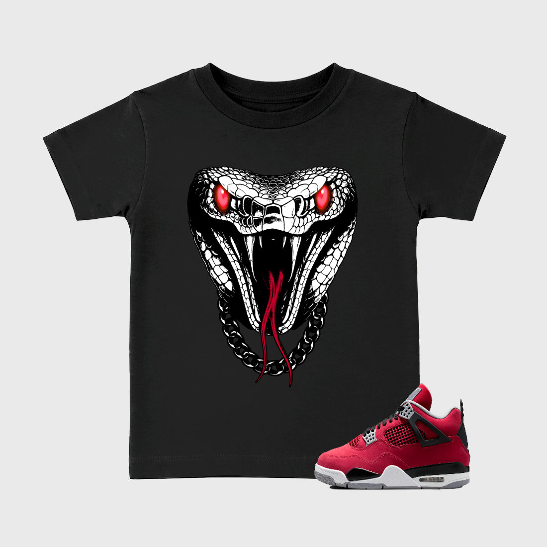 Sneaker match tees – Sneaker Tees To Match Air Jordan 4 Toro Bravo Shoes – Venom Chain Kids T-Shirt Black 1