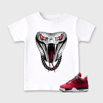 Sneaker match tees – Sneaker Tees To Match Air Jordan 4 Toro Bravo Shoes – Venom Chain Kids T-Shirt White 1