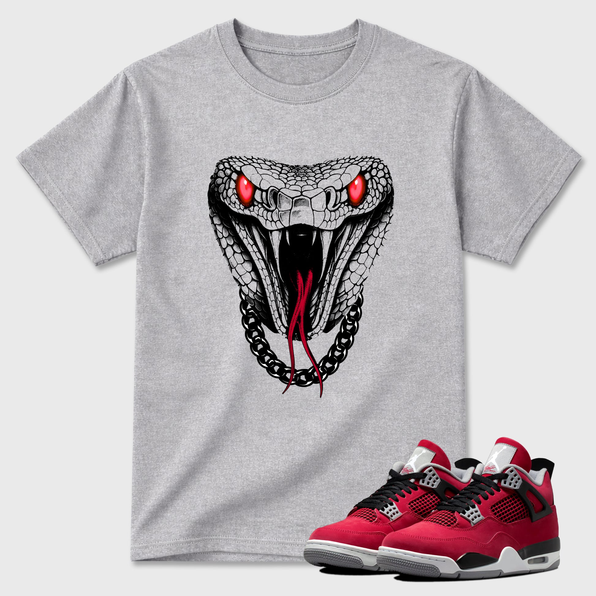Sneaker match tees – Sneaker Tees To Match Air Jordan 4 Toro Bravo Shoes – Venom Chain Tee Heather Grey 1
