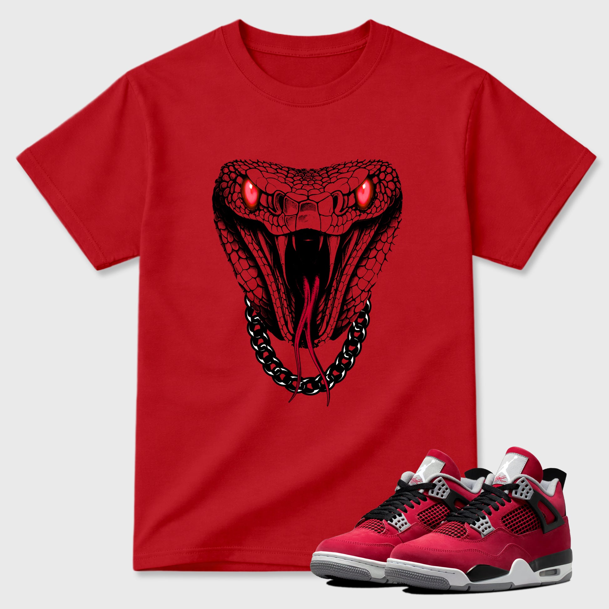 Sneaker match tees – Sneaker Tees To Match Air Jordan 4 Toro Bravo Shoes – Venom Chain Tee Red 1