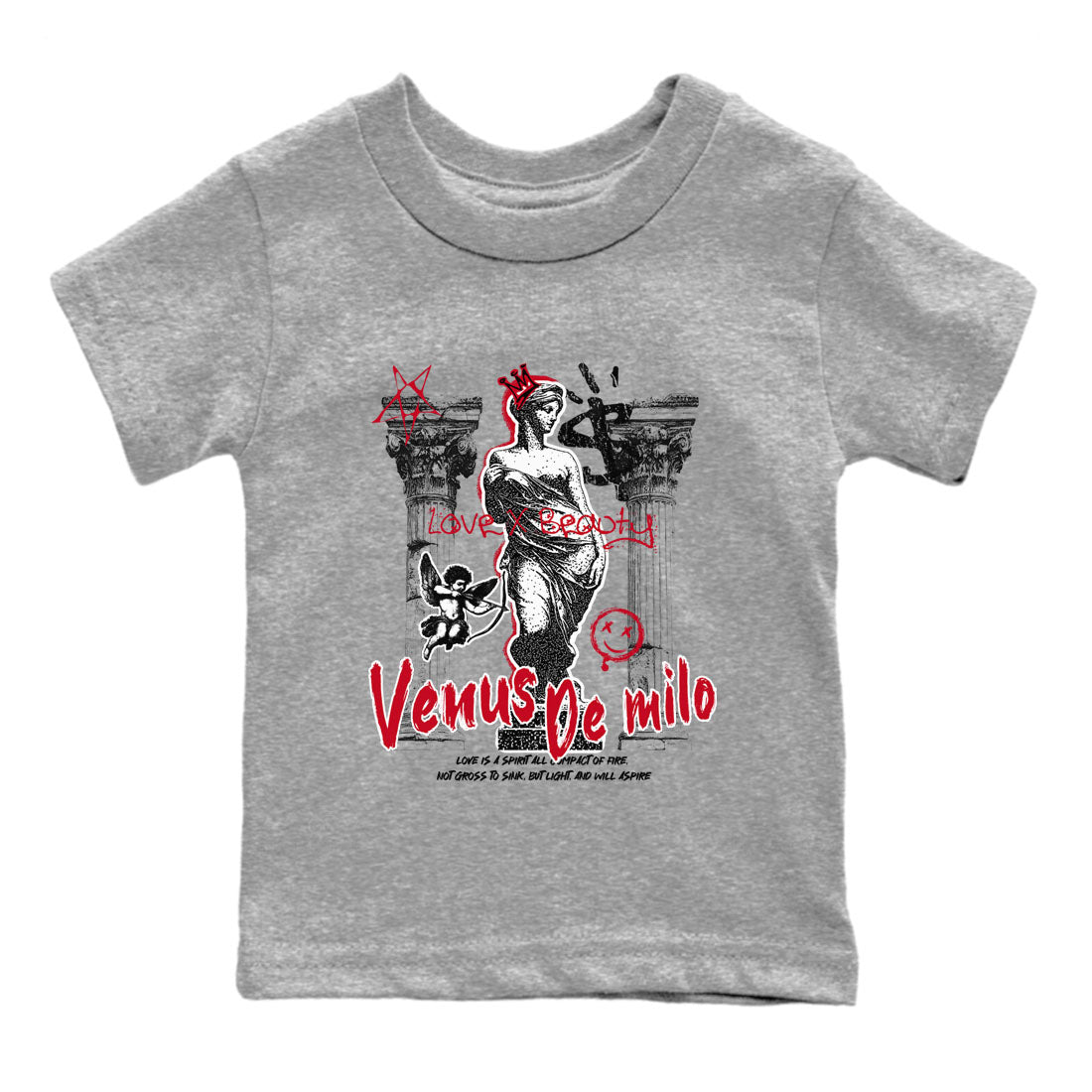 1s '85 Bred shirts to match jordans Venus De Milo best t shirts to wear with jordans AJ1 Retro High OG '85 Bred match shoes to clothes SNRT Sneaker Tees Youth Baby Heather Grey 2 tee