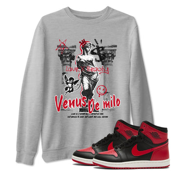 1s '85 Bred shirts to match jordans Venus De Milo best t shirts to wear with jordans AJ1 Retro High OG '85 Bred match shoes to clothes SNRT Sneaker Tees unisex cotton Heather Grey 1 shirts