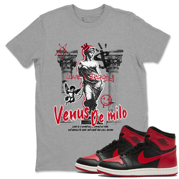 1s '85 Bred shirts to match jordans Venus De Milo best t shirts to wear with jordans AJ1 Retro High OG '85 Bred match shoes to clothes SNRT Sneaker Tees unisex cotton Heather Grey 1 shirts
