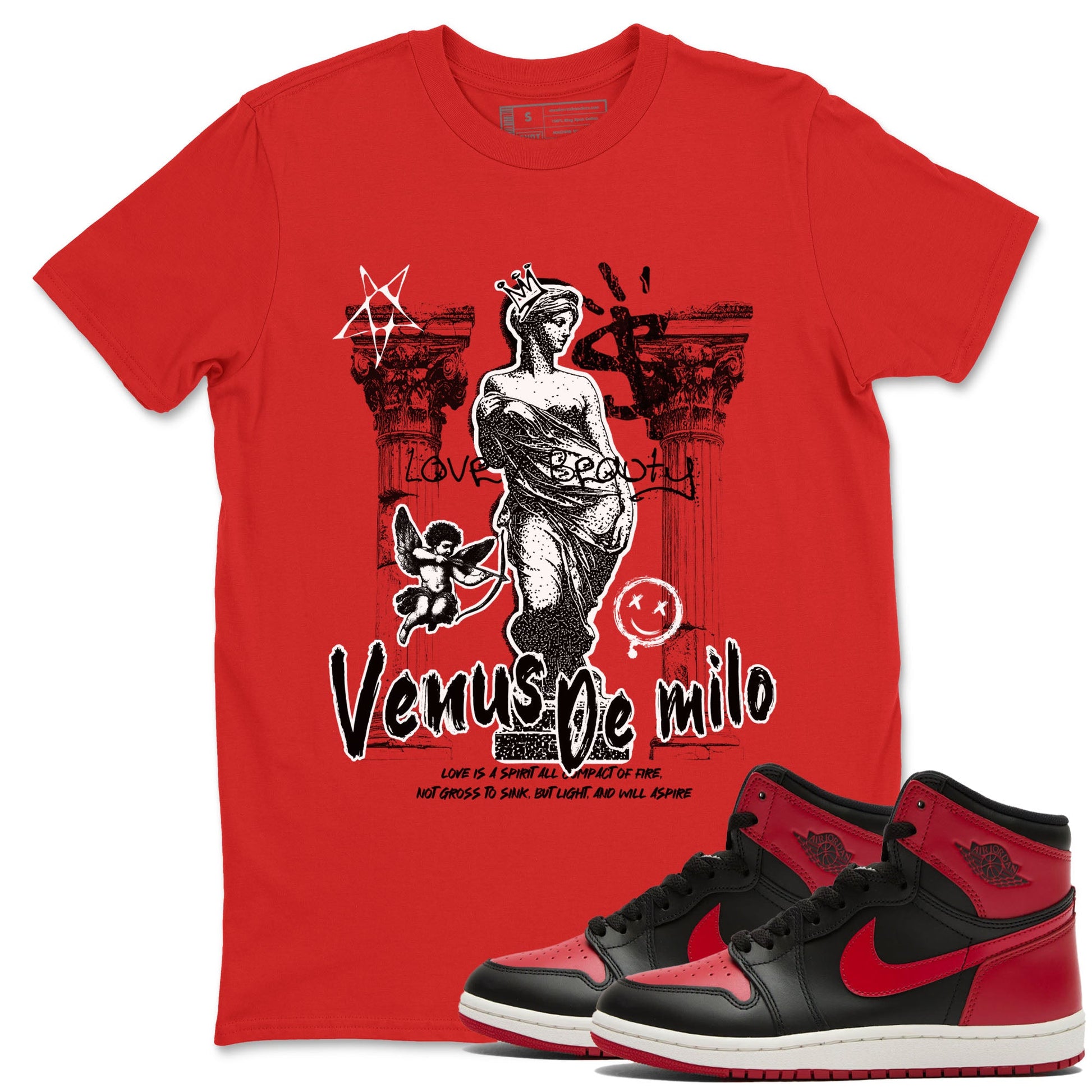 1s '85 Bred shirts to match jordans Venus De Milo best t shirts to wear with jordans AJ1 Retro High OG '85 Bred match shoes to clothes SNRT Sneaker Tees unisex cotton Red 1 shirts