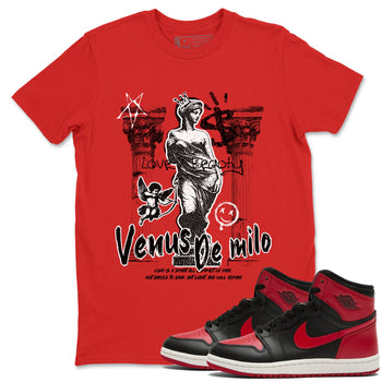 1s '85 Bred shirts to match jordans Venus De Milo best t shirts to wear with jordans AJ1 Retro High OG '85 Bred match shoes to clothes SNRT Sneaker Tees unisex cotton Red 1 shirts