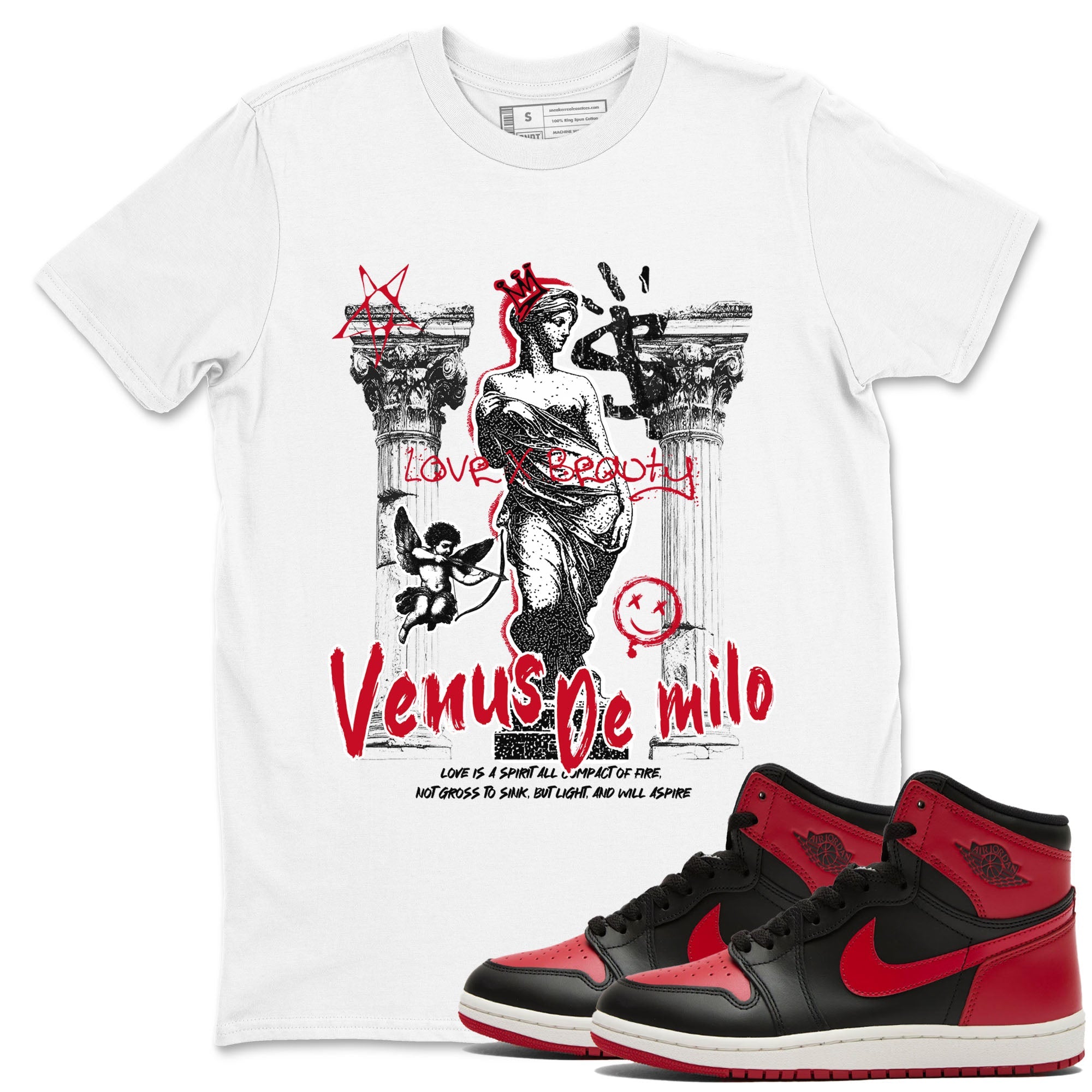 1s '85 Bred shirts to match jordans Venus De Milo best t shirts to wear with jordans AJ1 Retro High OG '85 Bred match shoes to clothes SNRT Sneaker Tees unisex cotton White 1 shirts