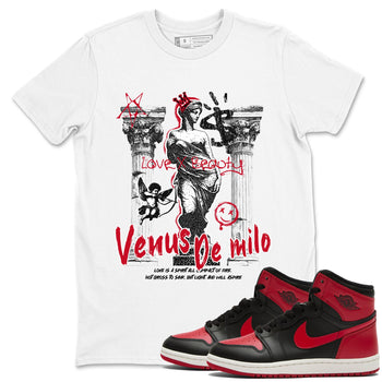 1s '85 Bred shirts to match jordans Venus De Milo best t shirts to wear with jordans AJ1 Retro High OG '85 Bred match shoes to clothes SNRT Sneaker Tees unisex cotton White 1 shirts