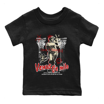 1s Black Toe Reimagined shirts to match jordans Venus De Milo best t shirts to wear with jordans AJ1 High OG Black Toe Reimagined match shoes to clothes SNRT Sneaker Tees Youth Baby Black 2 tee
