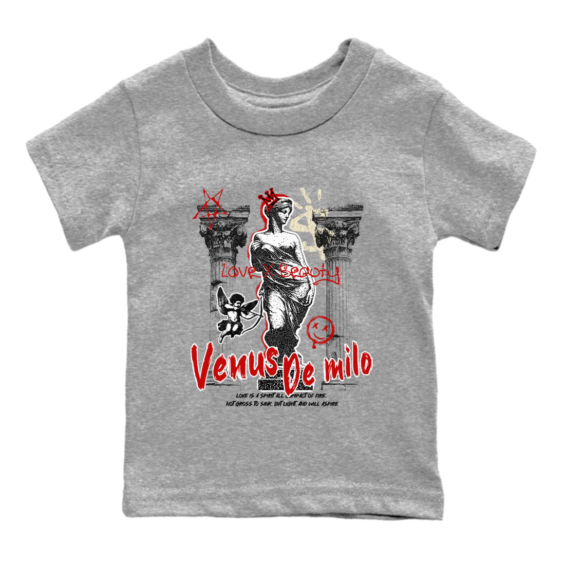 1s Black Toe Reimagined shirts to match jordans Venus De Milo best t shirts to wear with jordans AJ1 High OG Black Toe Reimagined match shoes to clothes SNRT Sneaker Tees Youth Baby Heather Grey 2 tee