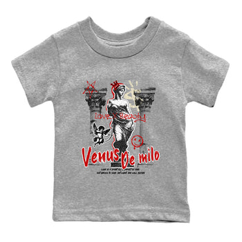 1s Black Toe Reimagined shirts to match jordans Venus De Milo best t shirts to wear with jordans AJ1 High OG Black Toe Reimagined match shoes to clothes SNRT Sneaker Tees Youth Baby Heather Grey 2 tee