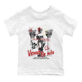 1s Black Toe Reimagined shirts to match jordans Venus De Milo best t shirts to wear with jordans AJ1 High OG Black Toe Reimagined match shoes to clothes SNRT Sneaker Tees Youth Baby White 2 tee