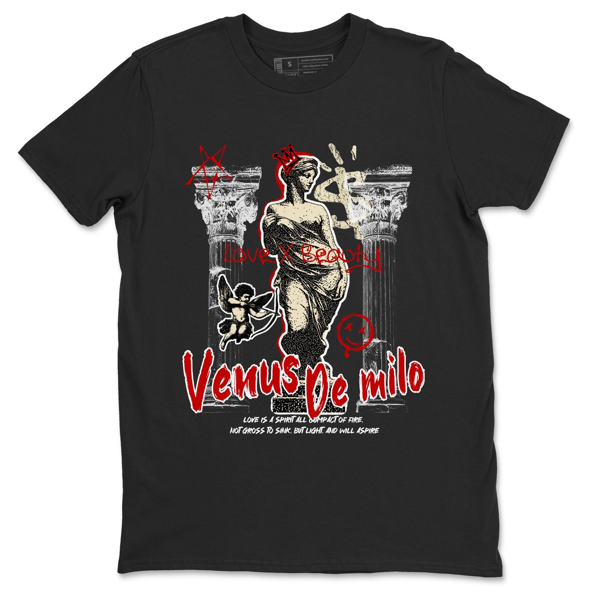 1s Black Toe Reimagined shirts to match jordans Venus De Milo best t shirts to wear with jordans AJ1 High OG Black Toe Reimagined match shoes to clothes SNRT Sneaker Tees unisex cotton Black 2 shirts