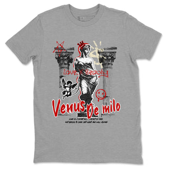 1s Black Toe Reimagined shirts to match jordans Venus De Milo best t shirts to wear with jordans AJ1 High OG Black Toe Reimagined match shoes to clothes SNRT Sneaker Tees unisex cotton Heather Grey 2 shirts