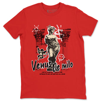 1s Black Toe Reimagined shirts to match jordans Venus De Milo best t shirts to wear with jordans AJ1 High OG Black Toe Reimagined match shoes to clothes SNRT Sneaker Tees unisex cotton Red 2 shirts