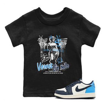 1s Obsidian shirts to match jordans Venus De Milo shirts to match Jordans AJ1 Retro Low OG Obsidian match shoes to clothes SNRT Sneaker Tees Youth Baby Black 1 tee