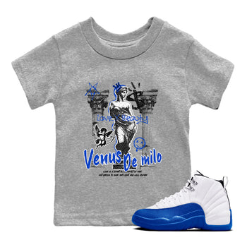 12s Blueberry shirts to match jordans Venus De Milo best t shirts to wear with jordans Air Jordan 12 Retro Blueberry match shoes to clothes SNRT Sneaker Tees Youth Baby Heather Grey 1 tee